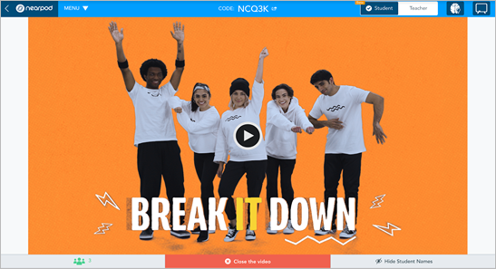 Nearpod window image A video playing on a computer screen, showcasing dynamic visuals and engaging content with the title of Break it Down.