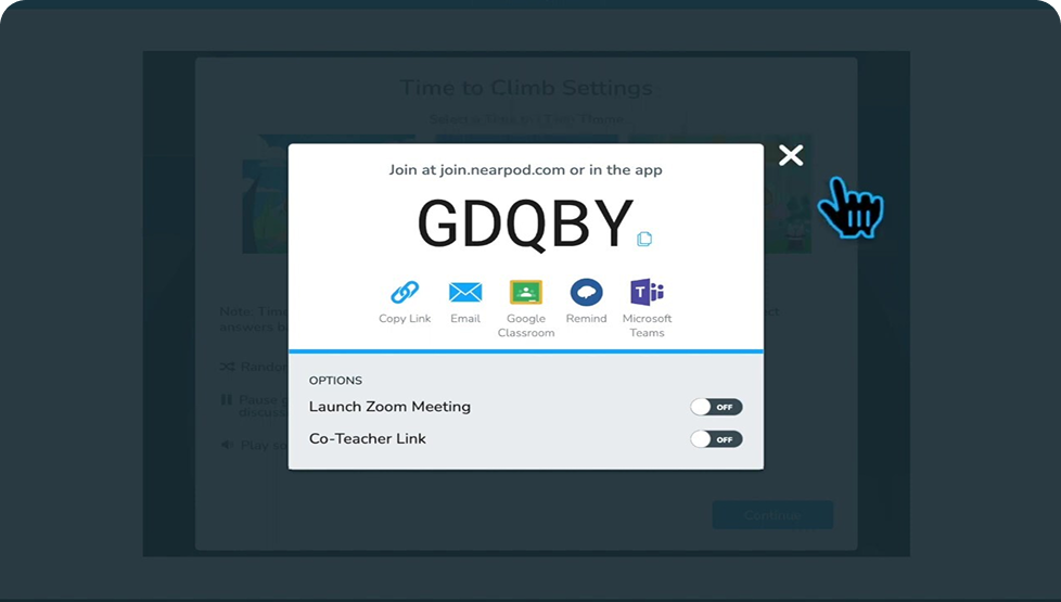 Image displaying the join a lesson code for students and teachers.